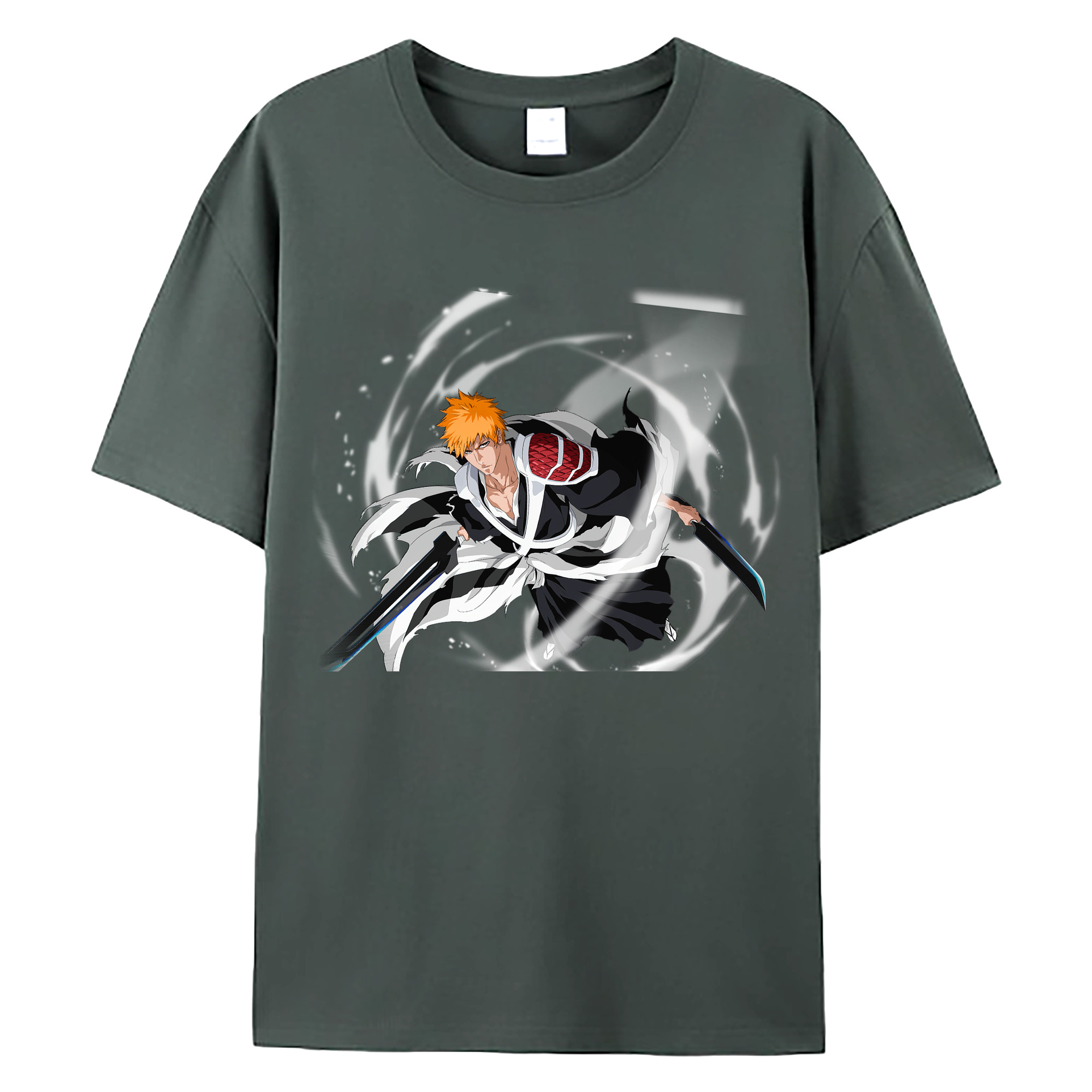 （画像用） ブリーチ 黒崎一護（くろさき いちご）BLEACH Kurosaki Ichigo 綿100％ メンズ半袖Tシャツ｜肌触りやわらか＆通気性